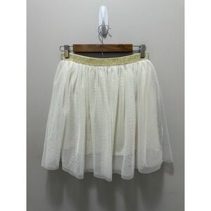 Holiday Time White Glitter Tulle Skirt – Girls XL (14–16)